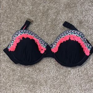 Pink and Black Bandeau Bikini Top